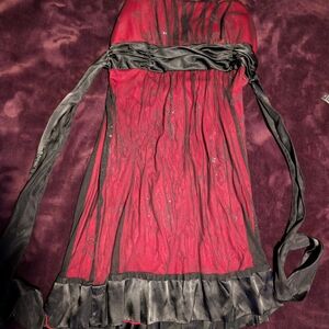 Jodi Kristopher Red and Black Strapless Dress Bodice